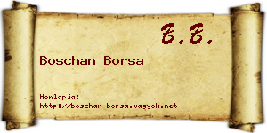 Boschan Borsa névjegykártya